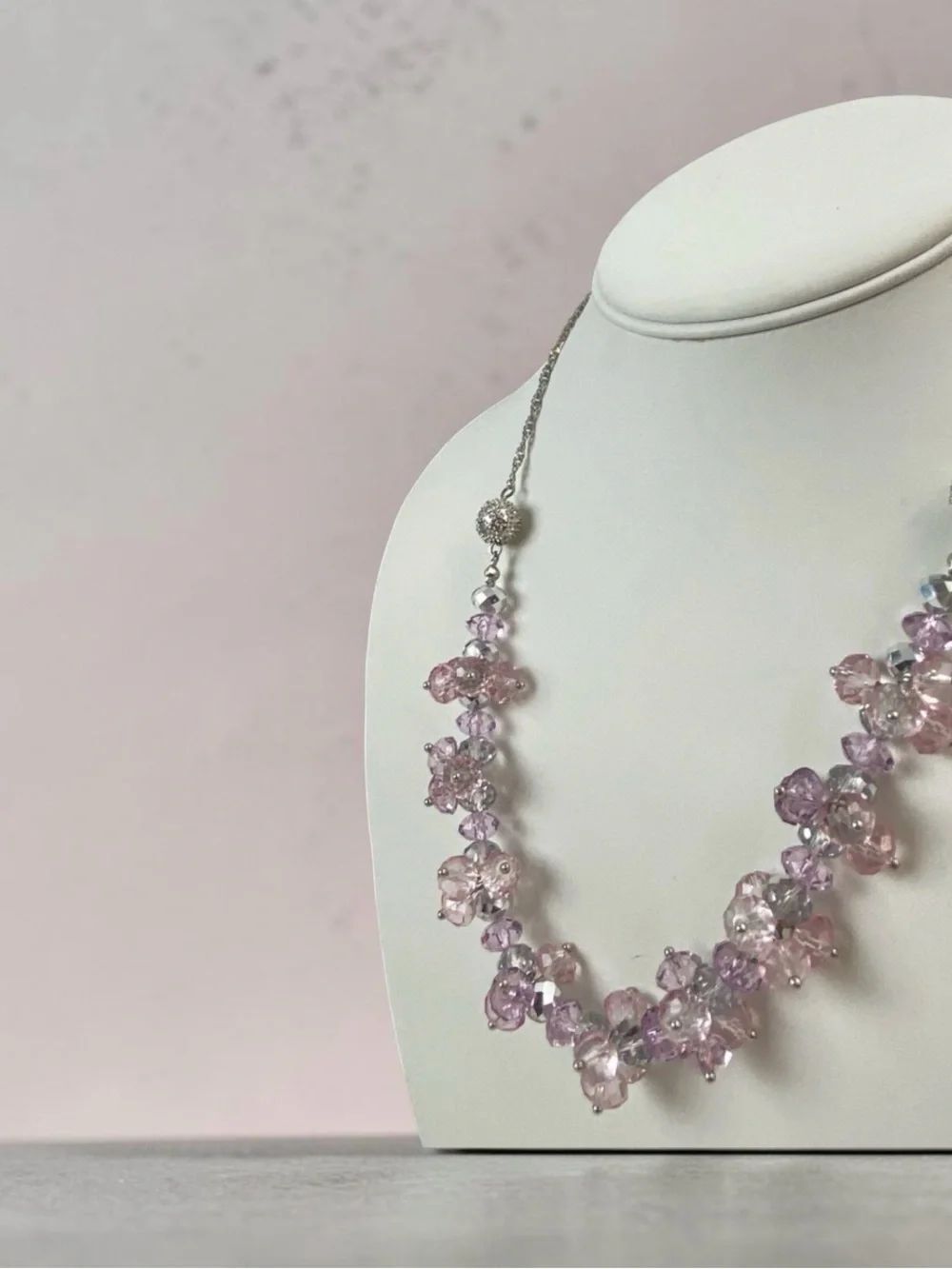 NY and Company vintage Pink Crystal Cluster Necklace